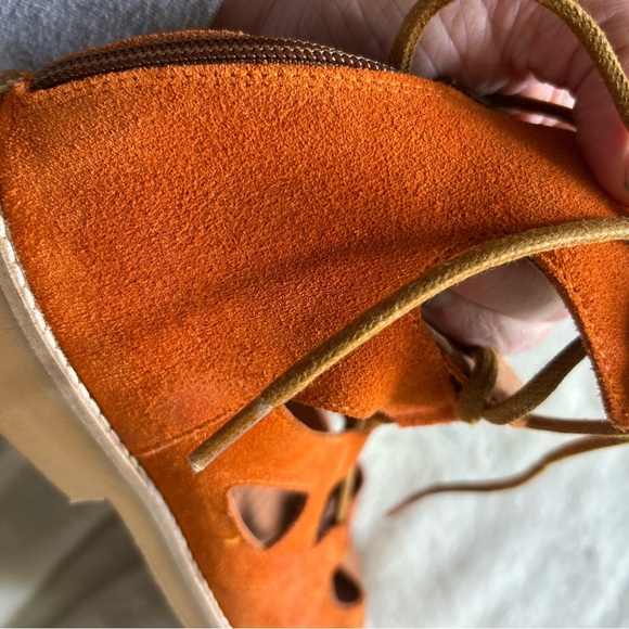 Casta nwot cognac suede leather gladiator lace up sandals size 38 Boho peasant - Picture 9 of 9